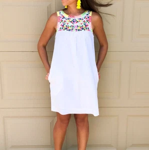 Vestido J.Crew Blanco Bordado 100% Lino | Talla 0 | Nuevo con Etiquetas Vacation Boho Resort - Imagen 1 de 10
