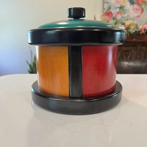 Cubo de hielo de madera vintage Pietro Manzoni Post moderno bloque de color arte pop Memphis - Imagen 1 de 6