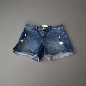 New Abercrombie Kids Denim Mid Rise Girls Blue Cotton Cut-Off Shorts Size 14 - Picture 1 of 9