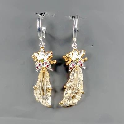 Pendientes de regalo de citrino natural de plata de ley 925/E127339 Foto 1 de 4