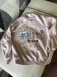USED Light Pink Zara x Disney Classics Stitch Sweatshirt, Size 13/14 Girls - Picture 1 of 4