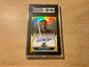 2023 Bowman Chrome Antony Peguero Yellow Refractor Auto 54/75 SGC 10 GEM - Picture 1 of 2