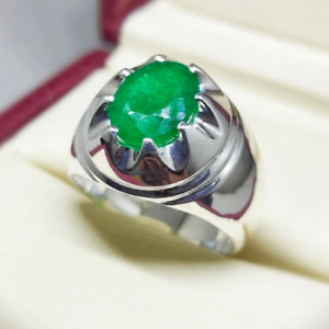 Genuine Zambian Emerald Stone Oval Shape Real Green Emerald Ring Silver 925