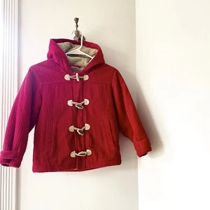 Hanna Andersson Red Corduroy Sherpa Lined Toggle Coat | 6/7 - Picture 1 of 10