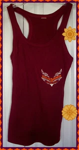 XS S M  Wine Rib JUNIORS Women Tank Racerback Top HARLEY DAVIDSON Pullover RARE - Picture 1 of 4