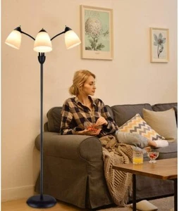3-Lights Floor Lamp Tree Pole Tall Standing for Reading Living Room Lamp Metal - Picture 1 of 8