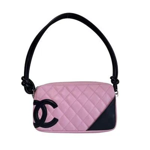 CHANEL Calfskin Quilted Cambon Pochette Pink Black - Picture 1 of 19