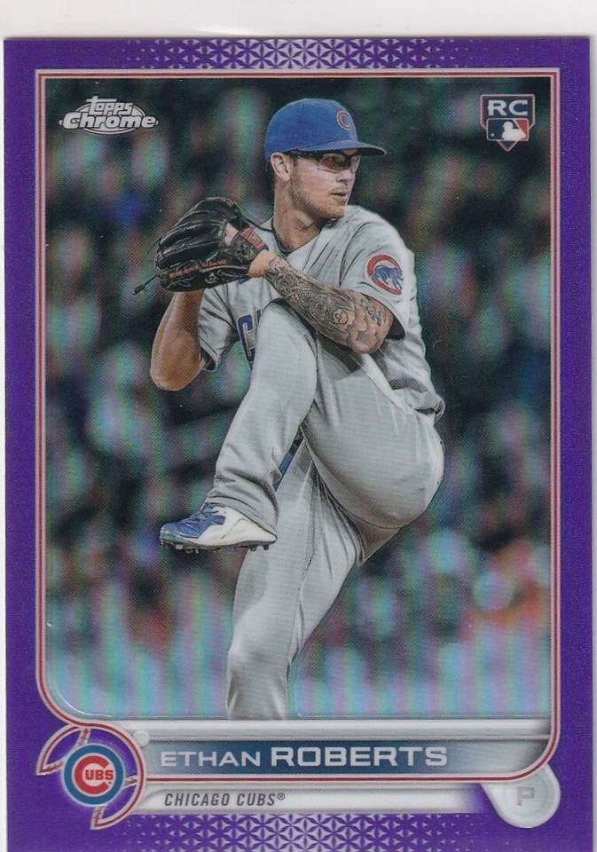 2022 TOPPS CHROME PURPLE REFRACTORS RC ETHAN ROBERTS CHICAGO CUBS ROOKIE GE-2428 - Image 1 of 1