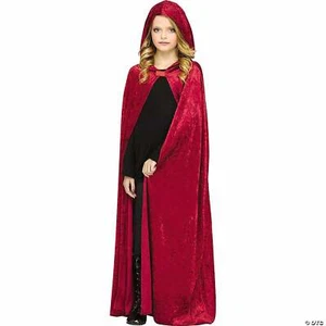 Red Hooded Velour Chld Cape - Picture 1 of 1