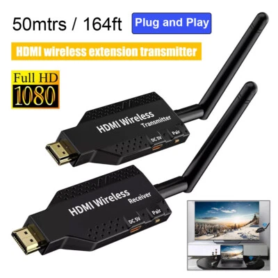 50m Wireless HDMI Extender Video Transmitter Empfänger Bildschirmspiegelung PC zu TV - Bild 1 von 4