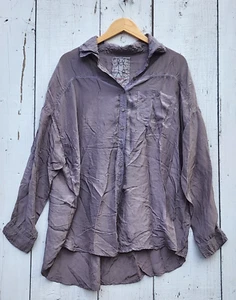 Johnny Was Pete and Greta Women's Grey Long Sleeve Collared Button Up Shirt Sz M - Picture 1 of 4