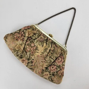 Vintage Floral Tapestry Purse with Jewel Closure and Gold Chain Handle - Picture 1 of 7