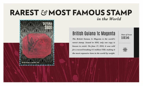 Guyana 2014 - British Guiana 1c Magenta - Souvenir Stamp Sheet Scott #4351 - MNH Cover