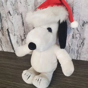 Vintage 1968 Christmas Snoopy Dog Santa HatPlush 10" Stuffed Animal Toy - Picture 1 of 9
