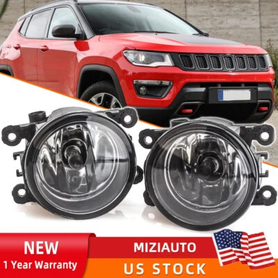For 2017-2020 Jeep Compass Bumper Fog Light Lamps H11 bulb Clear Lens Right&Left - Image 1 of 4