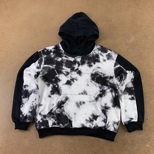 Shein Boys Size 10 Black & White Tie Dye Kangaroo Pocket Pullover Hoodie New - Picture 1 of 4