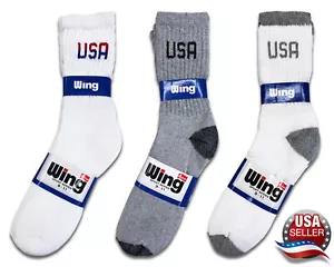 12 Pairs Mens USA Logo Socks Sport Cotton Crew American Theme 1 Dozen Pack - Picture 1 of 5