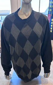 Mens Axcess Argyle Black Sweater Grey Gray Sz M Medium Very Nice Must See - Picture 1 of 3