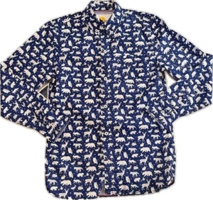 Mini Boden Animal Print Poplin Button Up Shirt, size 11-12, EUC - Picture 1 of 2