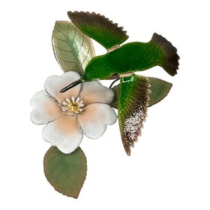 Vintage Bovano HUMMINGBIRD & DOGWOOD Flower 3D Wall Art 6" Copper Enamel USA - Picture 1 of 10