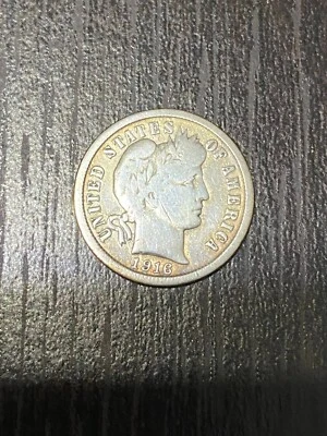 BARBER DIME COIN 1916 - VF(Very Fine) with Silver 90% Content - Image 1 of 2