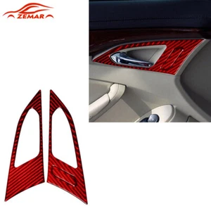 Cubierta de moldura de panel de manija de puerta delantera de fibra de carbono roja para Cadillac CTS Sport 08-UP - Imagen 1 de 11