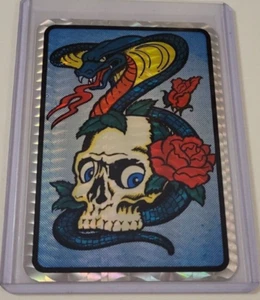 SKULL n ROSES SNAKE SERPENT 1980's PRISMATIC Prism VENDING MACHINE STICKER CARD - Picture 1 of 3