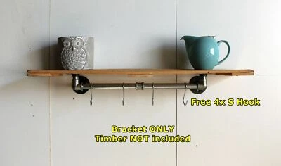 Silver Rustic Industrial Pipe Shop Storage Shelving Wall Mount Bracket BS13 - image 1 of 4