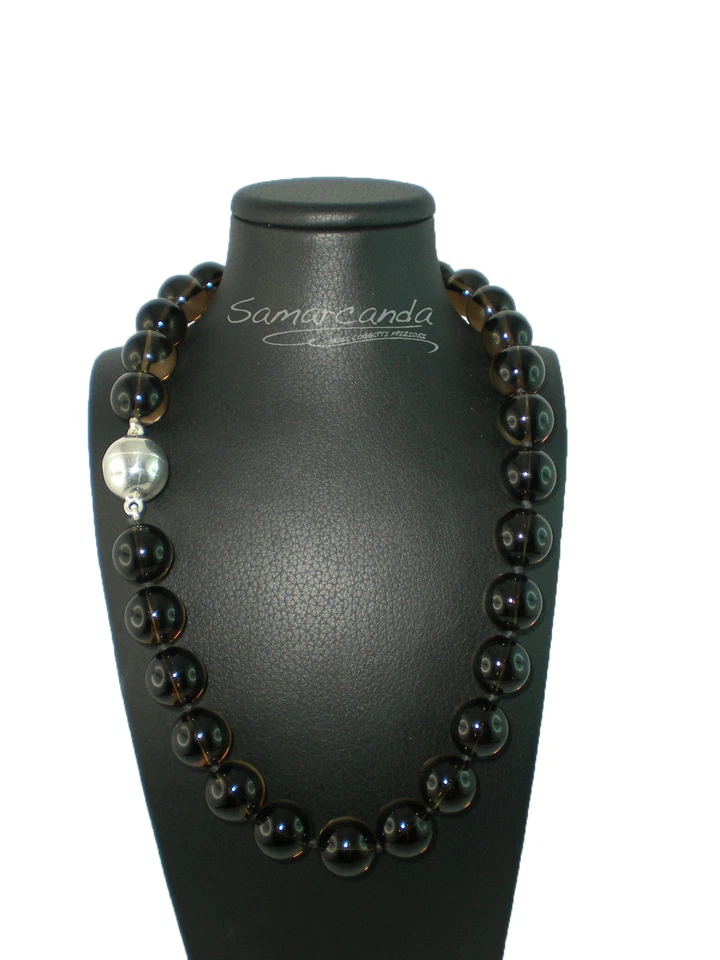 Collana Quarzo Fumè a sfere con chiusura in argento 925 a calamita - Immagine 1 di 1