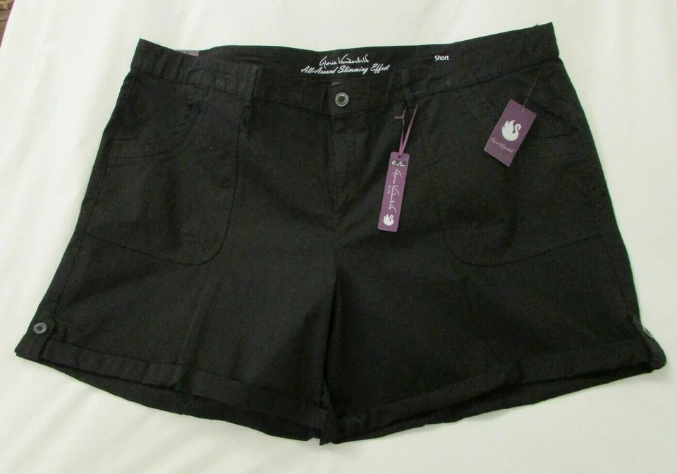 Gloria Vanderbilt Misha Shorts Black Size 24w Button Length Adjusters N225