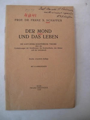Geology Vienna 1948 Prof Schaffer Signed Kant-Böhm-Schaffer Theory Moon Climate  - Image 1 of 4