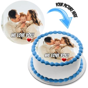 Topper per torta commestibile foto personalizzata propria decorazione festa celebrazione personalizzata - Foto 1 di 10