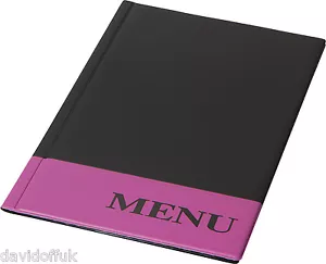 MENU HOLDER A4 SIZE RESTAURANT PUB HOTEL CATTERING COFFEE BAR - BLACK PINK - Picture 1 of 2