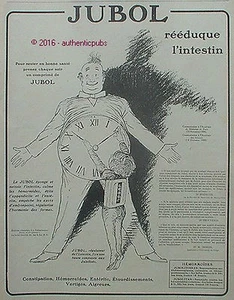 PUBLICITE JUBOL REEDUQUE L'INTESTIN HEMORROIDE MEDICAMENT DE 1920 FRENCH AD PUB - Imagen 1 de 1
