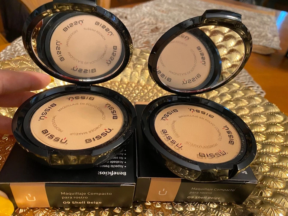 LOT OF TWO 2 BISSU PROFESSIONAL POWDER MAKEUP #9 SHELL BEIGE BEAUTY FACE PRESSED - Image 1 of 4