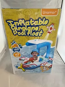 Unomor Pool Floats- Inflatable Airplane Pool Toy Floaty with Sun Canopy 47x47x19 - Picture 1 of 4