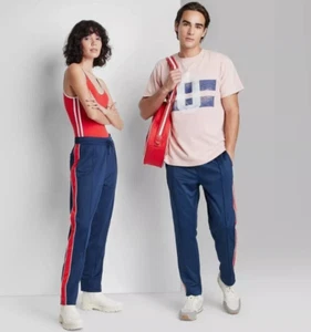 Original Use Size M Adult Unisex Blue and Red Track Sweat Pants with Pockets - Picture 1 of 9