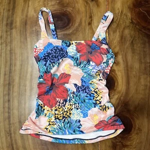 ATHLETA Square Neck Bra Tankini Top 32 B/C Bloom Floral Underwire Padded Swim - Picture 1 of 6