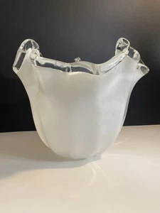 Raro cuenco/jarrón vintage blanco arte decorativo de cristal de Murano 9"hx10"w - Imagen 1 de 9