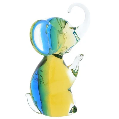 Cristal de Venecia elefante de cristal de Murano - ámbar aguamarina Foto 1 de 4