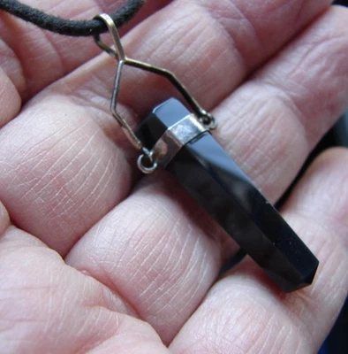 COLLAR COLGANTE PILAR PUNTA ÓNIX/TURMALINA NEGRO, marco de plata 925, 28" E40 Foto 1 de 4