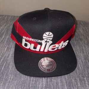 Washington Bullets Mitchell And Ness Snap Back Hat Cap Black & Red Satin NBA HWC - Picture 1 of 8