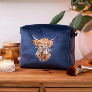 Wrendale Highland Cow Embroidered Cosmetic Bags By Wrendale Designs New For 2025 - Picture 1 of 13