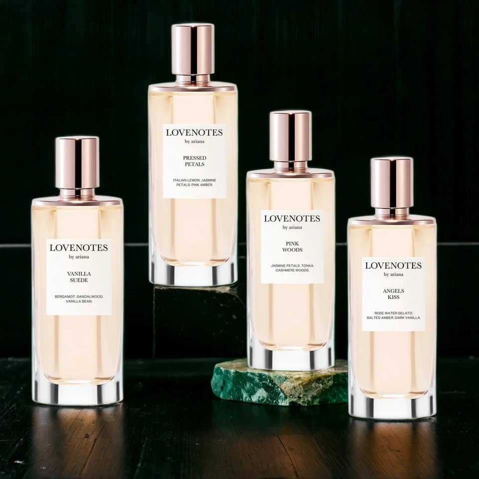 Perfume feminino Ariana Grande Lovenotes pétalas prensadas camurça baunilha 4,25 oz - Imagem 1 de 4