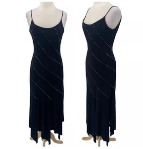 Vintage 90’s Breaking Loose Dead Stock Rhinestone  Long Black Dress Size Small - Picture 1 of 12