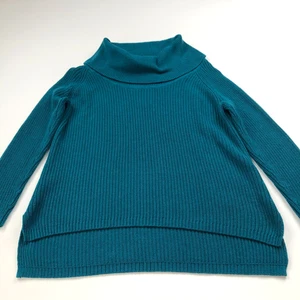 Chico's 2 Large Damen Wasserfallausschnitt Rollkragen Pullover Pulli türkis grün blau - Bild 1 von 7
