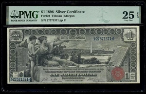 $1 1896 Silver Certificate Educational Fr# 224 PMG 25 Very Fine - Picture 1 of 3