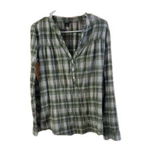 EDDIE BAUER Damen Pullover Oberteil Größe M Grün Weiß. Streifen Knopfleiste dünn - Bild 1 von 7