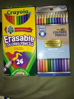   Crayola 24 Ct Erasable  & 12 Metallic Crafters Corner Colored Pencils Per Shar - Image 1 of 3