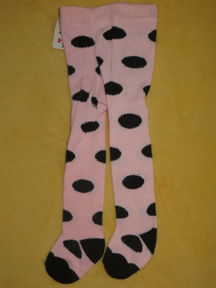 Medias niñas rosa claro con lunares negros - 12-18 meses Foto 1 de 1